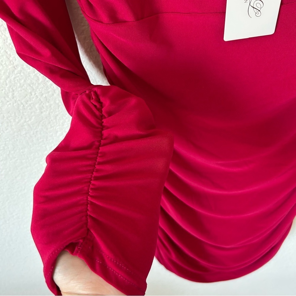 Club L London Muse Raspberry, Red Ruched Bodycon, Club, Baddie, Dress - Picture 7 of 10